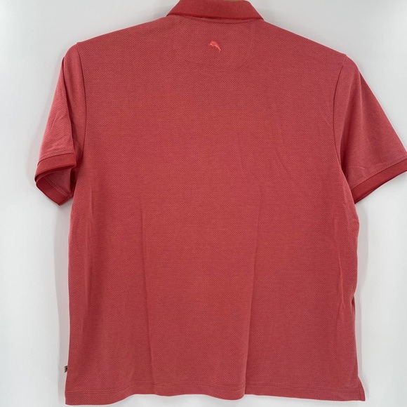Tommy Bahama Men's 2XL Rose Pink Herringbone Pattern‎ Short Sleeve Polo Shirt - Picture 4 of 5